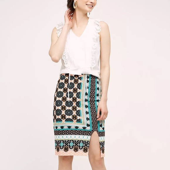 Anthropologie Maeve Tearoom Pencil Skirt Size L - Picture 1 of 12